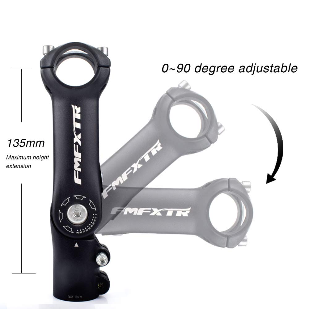 FOMTOR Adjustable Stem 0~90 Degree 90mm MTB Adjustable Bike Stem for 31.8mm(1.25") Handlebar, Suitable for Most of Mountain bike, Road bike, BMX