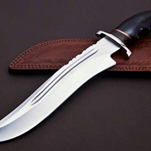 Handmade D2 Custom Steel Hunting Bowie Knife Fixed Blade with Leather Sheath 1089