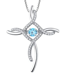 yl celtic knot cross necklace sterling silver cubic zirconia loop infinity pendant dancing created aquamarine crucifix jewelry