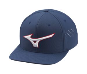 mizuno womens tour flat snapback baseball-caps, navy