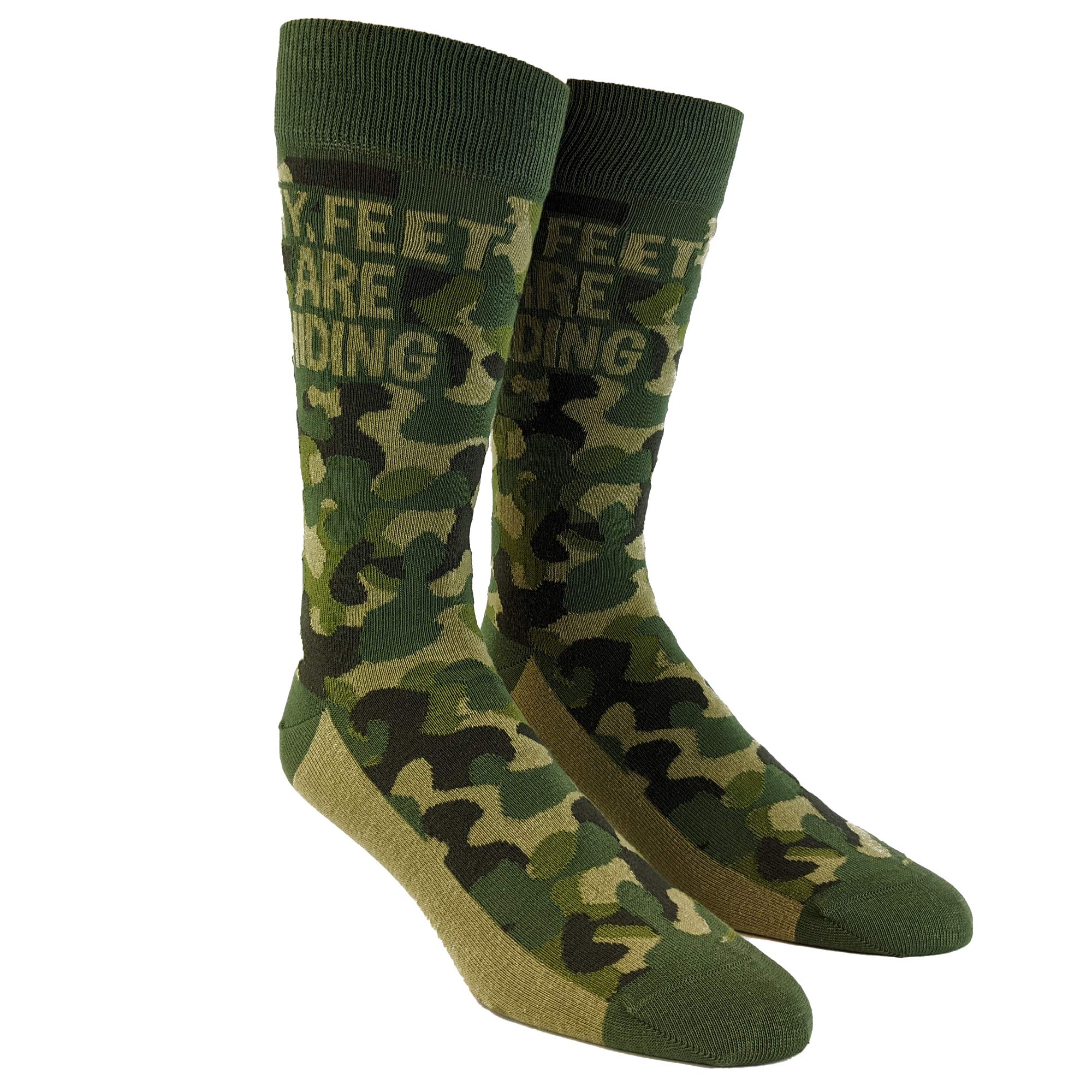 Crazy Dog T-Shirts Mens My Feet Are Hiding Socks Funny Saying Camo Army Gag Gift Cool Hunting Novelty Present Graphic Footwear