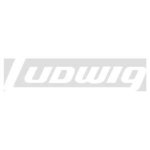 genuine ludwig 2.75" x 13" bass drum vinyl logo sticker - white, p0414w