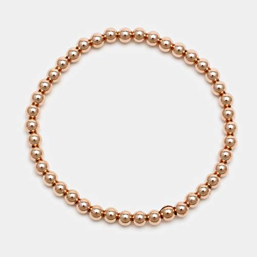 14k Gold Filled Beaded Ball Bracelet, 4mm, Dainty Layering Jewelry, Stacking Stretch Bracelets (6)