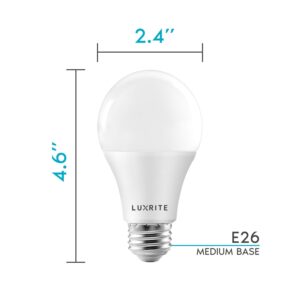 LUXRITE A19 LED Light Bulbs 100 Watt Equivalent Dimmable, 5000K Bright White, 1600 Lumens, Enclosed Fixture Rated, Standard LED Bulbs 15W, Energy Star, E26 Medium Base - Indoor and Outdoor (12 Pack)