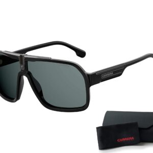 Carrera CA1014/S 0003/2K 64M Matte Black/Grey Plastic Square Sunglasses For Men+ BUNDLE with Designer iWear Eyewear Kit