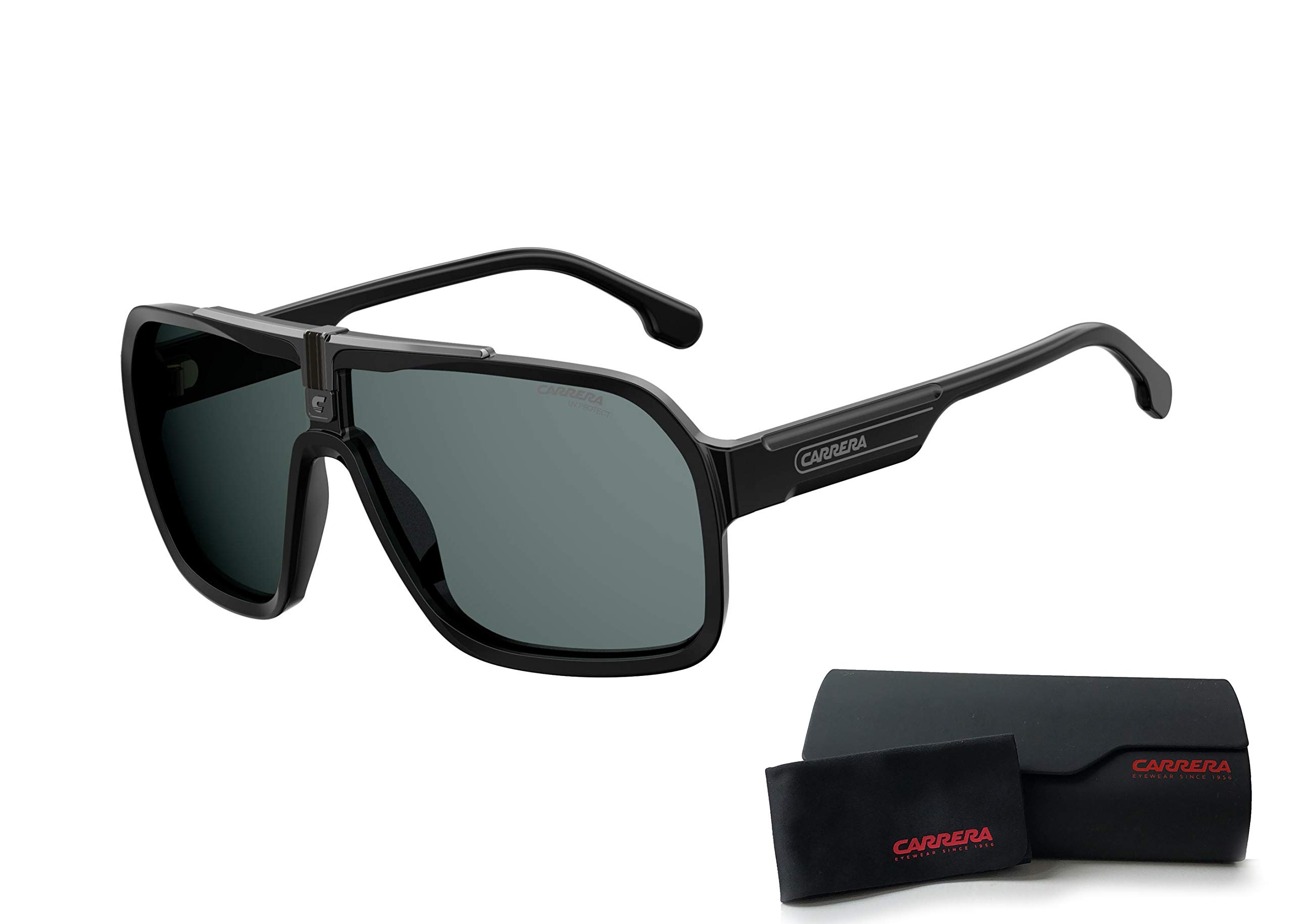 Carrera CA1014/S 0003/2K 64M Matte Black/Grey Plastic Square Sunglasses For Men+ BUNDLE with Designer iWear Eyewear Kit