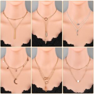 Thrilez Necklaces for Women, 24pcs Necklace Set Including Gold Necklaces, Simple/Layered Necklaces, Cute Vsco Necklaces, Star Choker Costume Jewelry for Women and Ladies