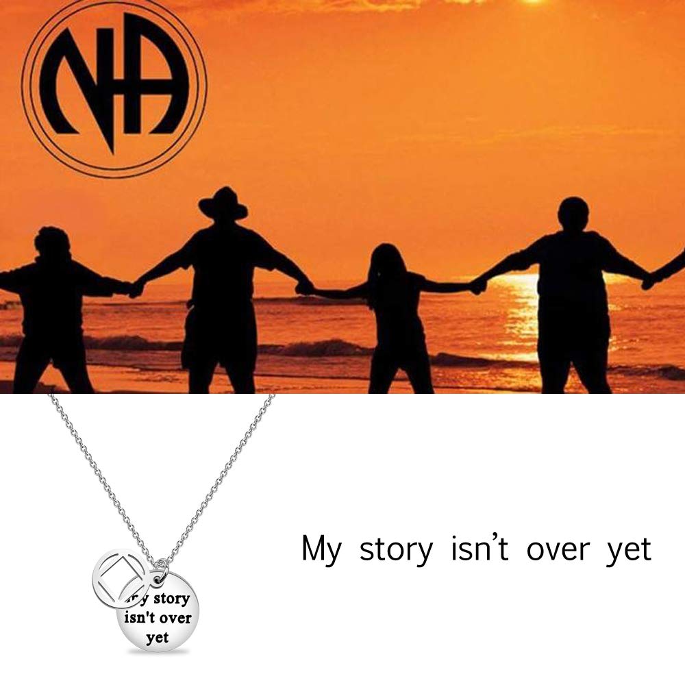 KUIYAI NA Necklace My Story isn’t Over Yet Necklace Sobriety Gift Recovery NA Narcotics Anonymous Birthday Gift NA Necklace (NA Necklace)