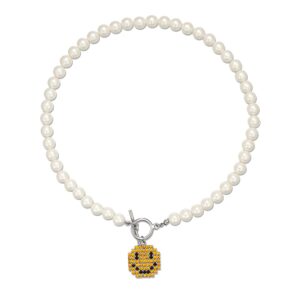 lecait pearl necklaces for women smiley face pearl necklaces face pendant necklace for women y2k fashion cute smiley toggle pearls necklace