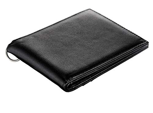 UTreers Bifold Wallets for Men Card Genuine Leather Front Pocket Wallet with Keychain Ring