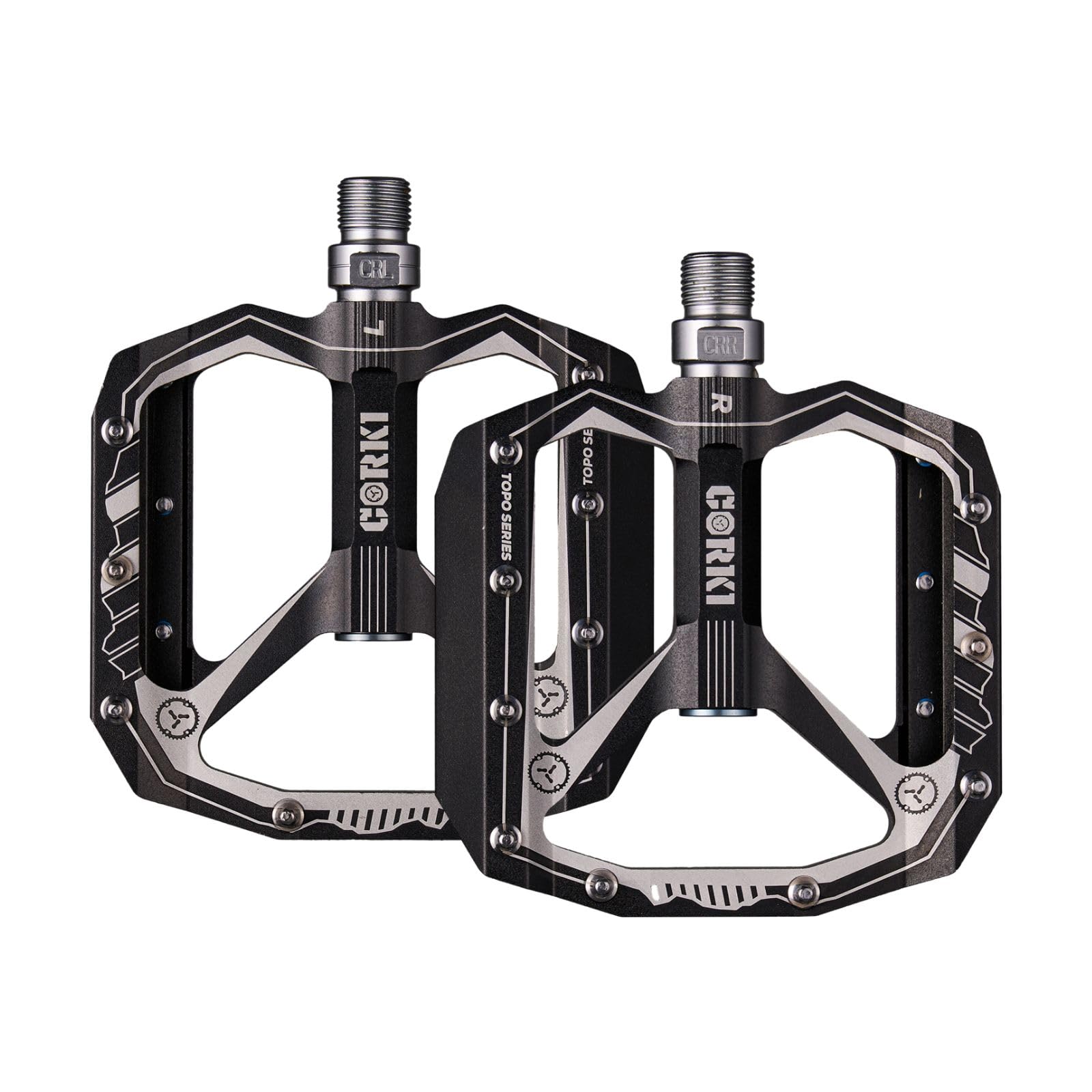 corki Cycles Extra Large Flat Mountain Bike Pedals, Aluminum Alloy MTB Pedals, 4” Wide Platform Pedals - 9/16” - Black