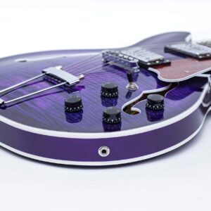 GROTE Jazz Electric Guitar Semi-Hollow Body Trapeze Tailpiece Bridge Guitar Gig Bag (Purple)