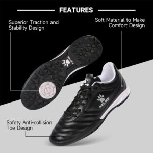 KELME Men Indoor Turf Soccer Shoe, Arch Support Soccer Cleats, Performance Futsal Sneaker Black US 8.5