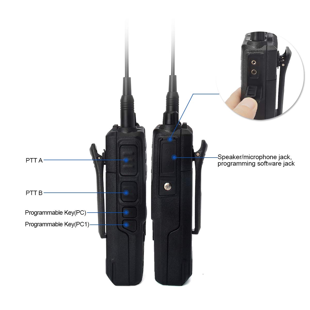 HYS TC-UV25D 20Watt VHF UHF 136-174 400-480Mhz 2Meter 70CM Dual PTT Key Dual Reception Rechargeable 1024channels 4000mAh Large Battery Walkie-Talkie Two-Way Radio