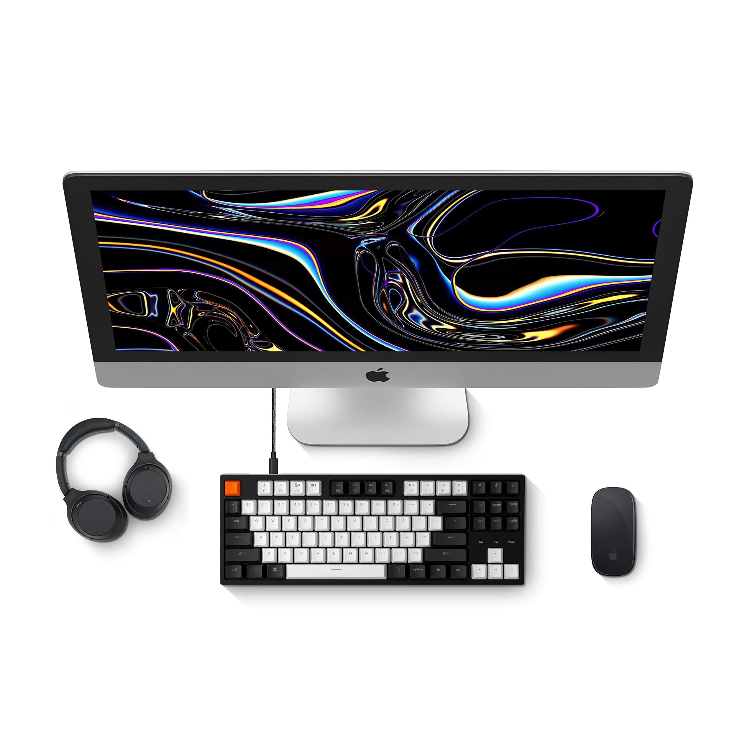 Keychron C1 Mac Layout Wired Mechanical Keyboard, Gateron G Pro Brown Switch, Tenkeyless 87 Keys ABS keycaps Computer Keyboard for Windows PC Laptop, RGB Backlight, USB-C Type-C Cable