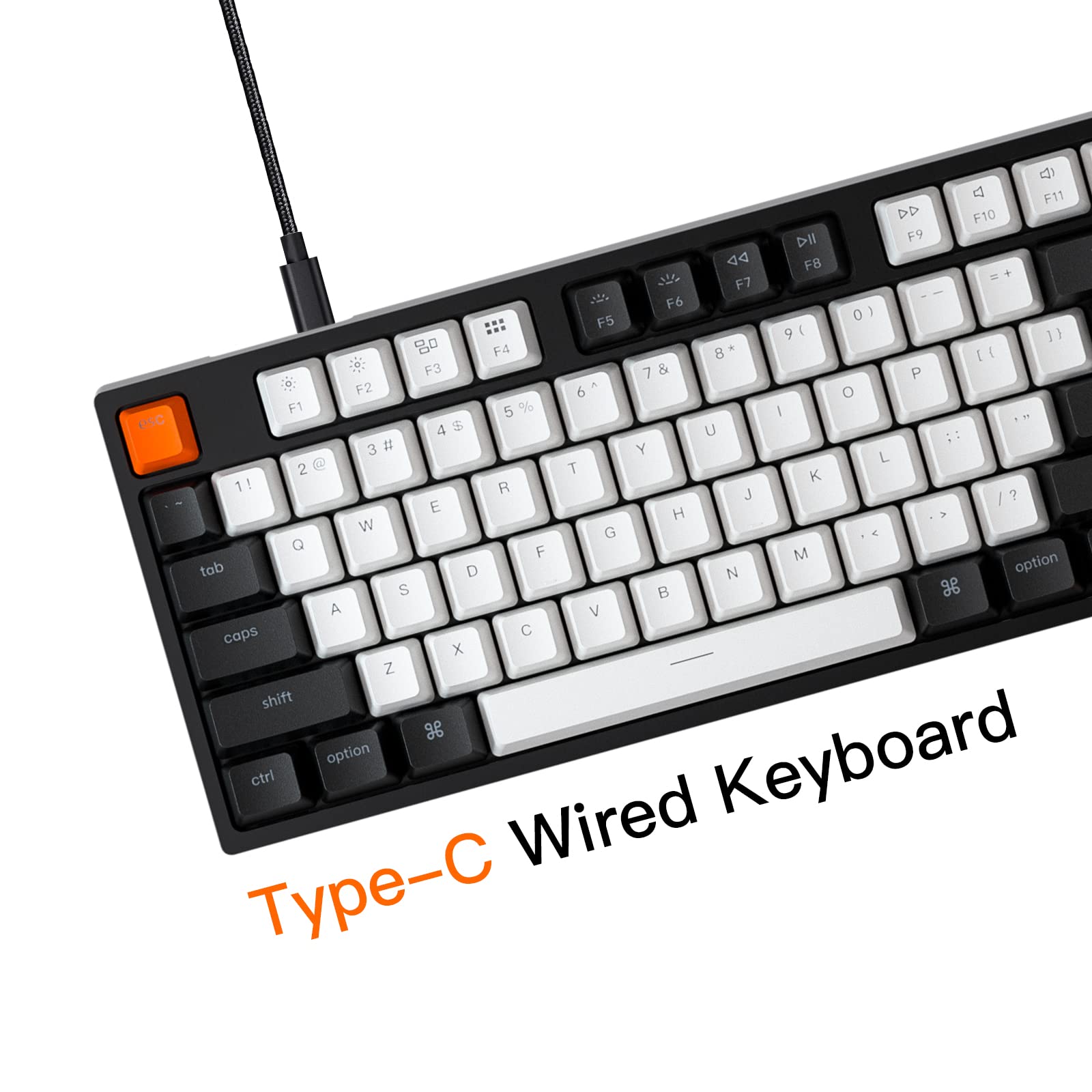 Keychron C1 Mac Layout Wired Mechanical Keyboard, Gateron G Pro Brown Switch, Tenkeyless 87 Keys ABS keycaps Computer Keyboard for Windows PC Laptop, RGB Backlight, USB-C Type-C Cable