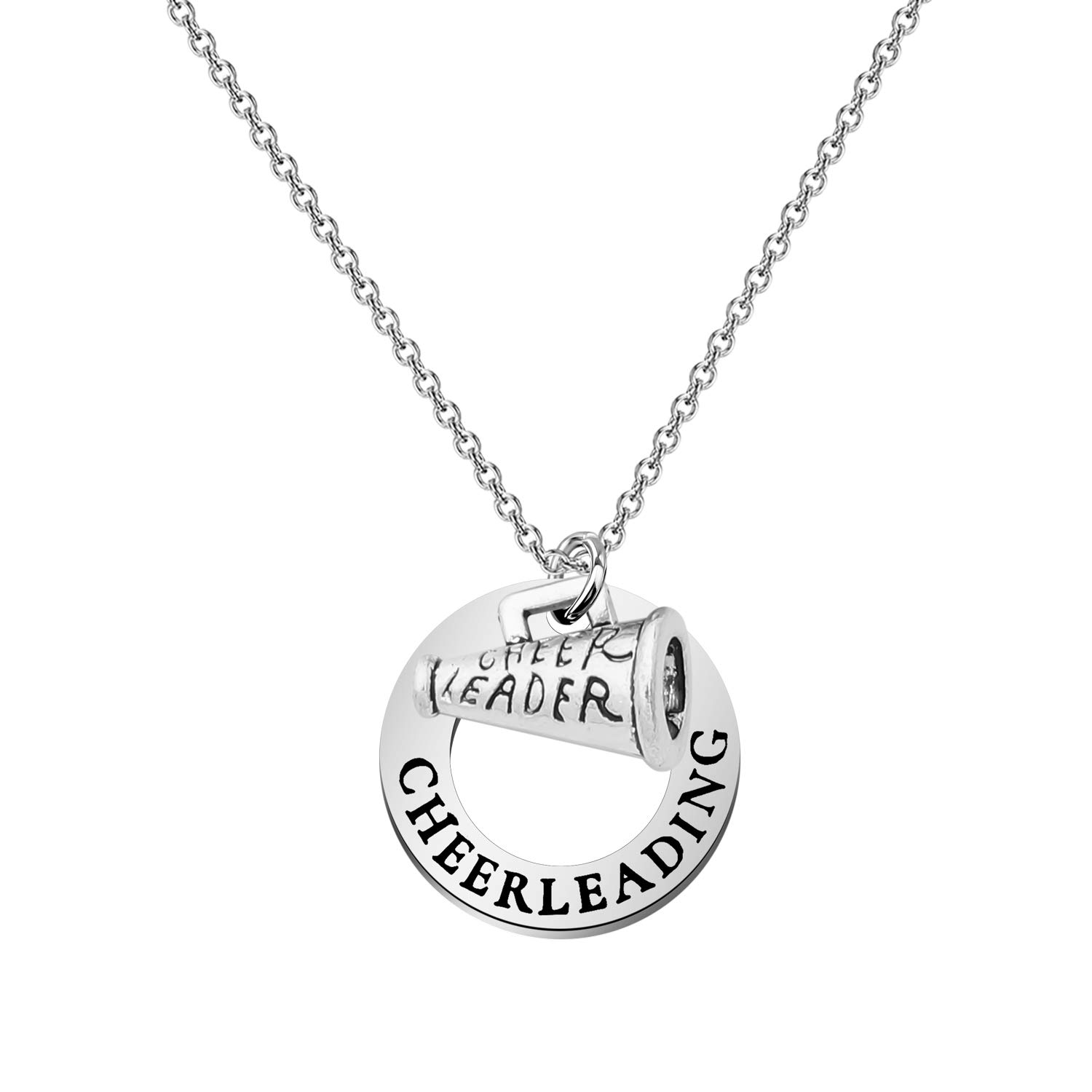 FUSTMW Cheerleading Necklace Cheerleader Gifts Cheer Megaphone Charm Necklace Gifts Cheerleading Jewelry Cheer Team Coach Gifts (silver)