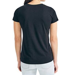 Nautica Women's Easy Comfort Supersoft 100% Cotton Classic Logo T-Shirt, True Black, Medium