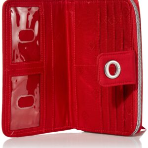 Vera Bradley Women's Performance Twill Turnlock Wallet With RFID Protection, Cardinal Red, One Size