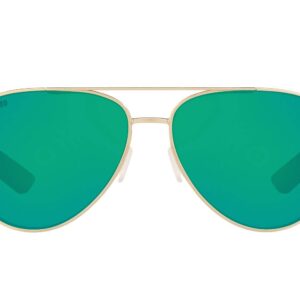 Costa Del Mar Unisex Peli Aviator Sunglasses, Brushed Gold/Green Mirrored Polarized-580G, 57 mm