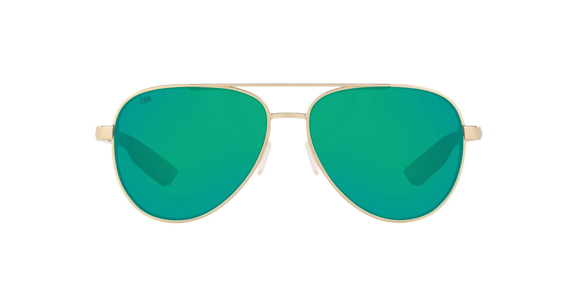 Costa Del Mar Unisex Peli Aviator Sunglasses, Brushed Gold/Green Mirrored Polarized-580G, 57 mm