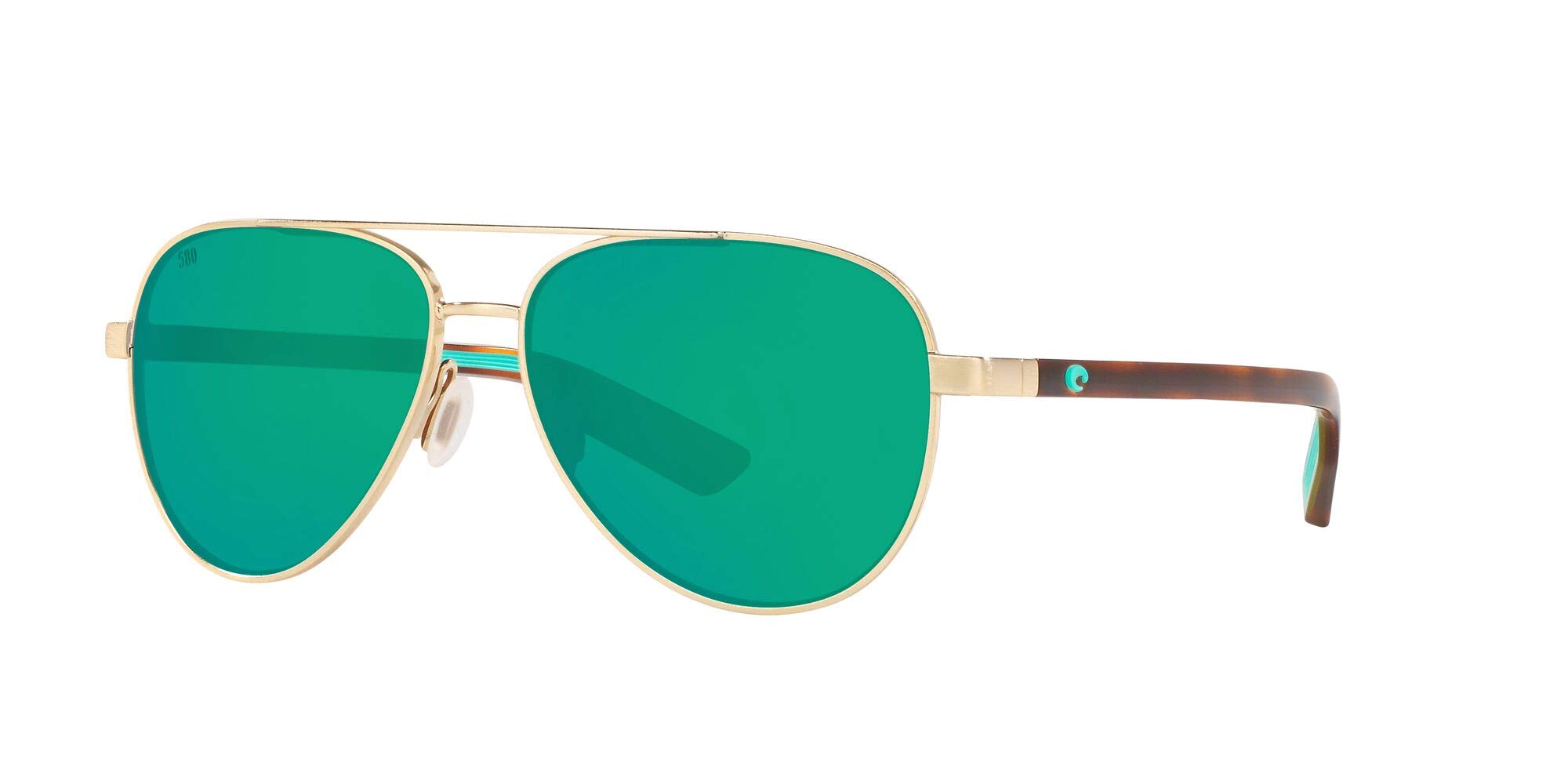 Costa Del Mar Unisex Peli Aviator Sunglasses, Brushed Gold/Green Mirrored Polarized-580G, 57 mm