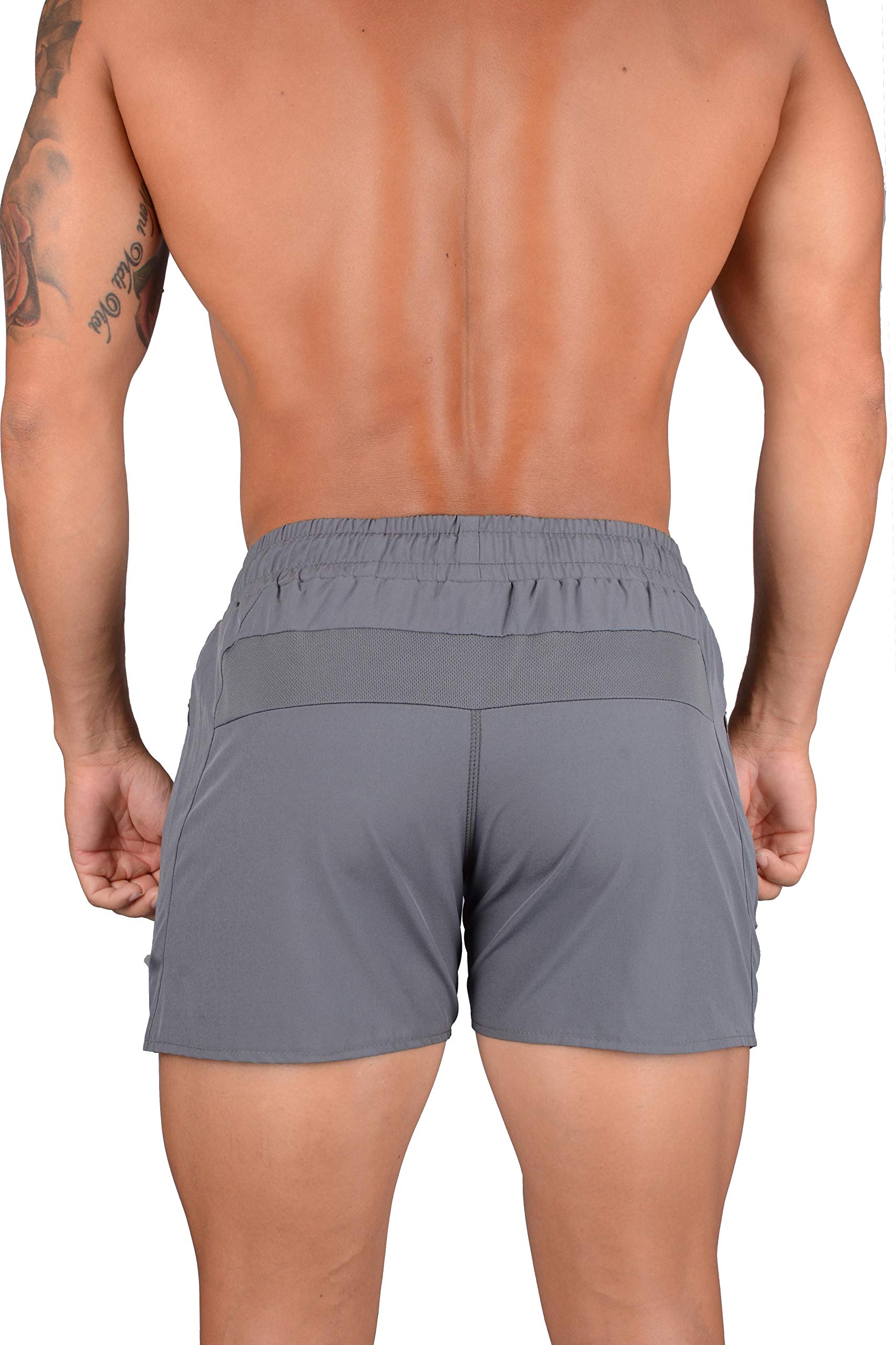 YoungLA Men's Bodybuilding Gym Running Shorts 101 | All Grey X-Large