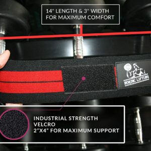 Nordic Lifting Knee Sleeves (1 Pair) 7mm, Black, X-Large and Wrist Wraps + Lifting Straps (2 Pairs) Red