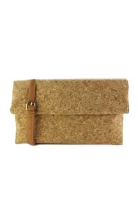 roll clutch converts to a crossbody with detachable strap (cork)