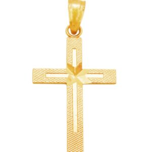 AMZ Jewelry 10K Yellow Gold Cross Pendant Cross Charm For Necklace