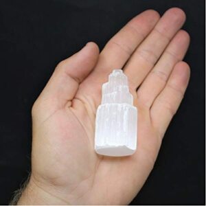 Wixine 2Pcs 1 Selenite Tower & 1 Extra Grade Black Tourmaline Home Protection Kit Reiki