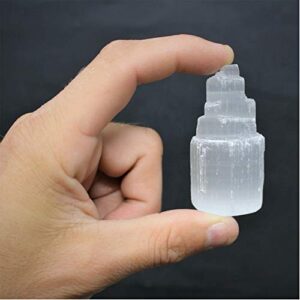 Wixine 2Pcs 1 Selenite Tower & 1 Extra Grade Black Tourmaline Home Protection Kit Reiki