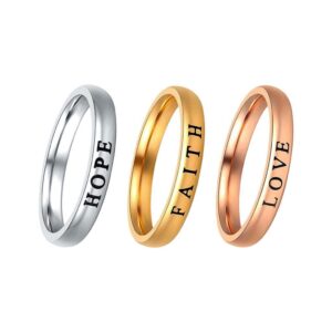 3 pcs stainless steel classical plain stackable wedding band ring 7