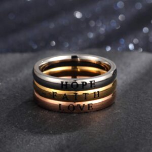 3 pcs Stainless Steel Classical Plain Stackable Wedding Band Ring 7