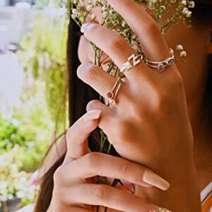 FUTIMELY Womens Initial Letter Ring Silver,Crystal Alphabet Knuckle Rings with Initials Adjustable Stackable Initial Rings for Teen Girls (K)