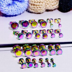 Prjndjw 12 Pairs 20G 18G Surgical Steel Flat Top Stud Earrings Set for Women Men Helix Tragus Barbell Stud Earrings Piercing Jewelry Mix Sizes 3mm 4mm 5mm 6mm 7mm 8mm Mixed color