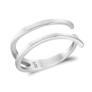 AeraVida Contemporary Double Banded .925 Sterling Silver Wraparound Ring (10)