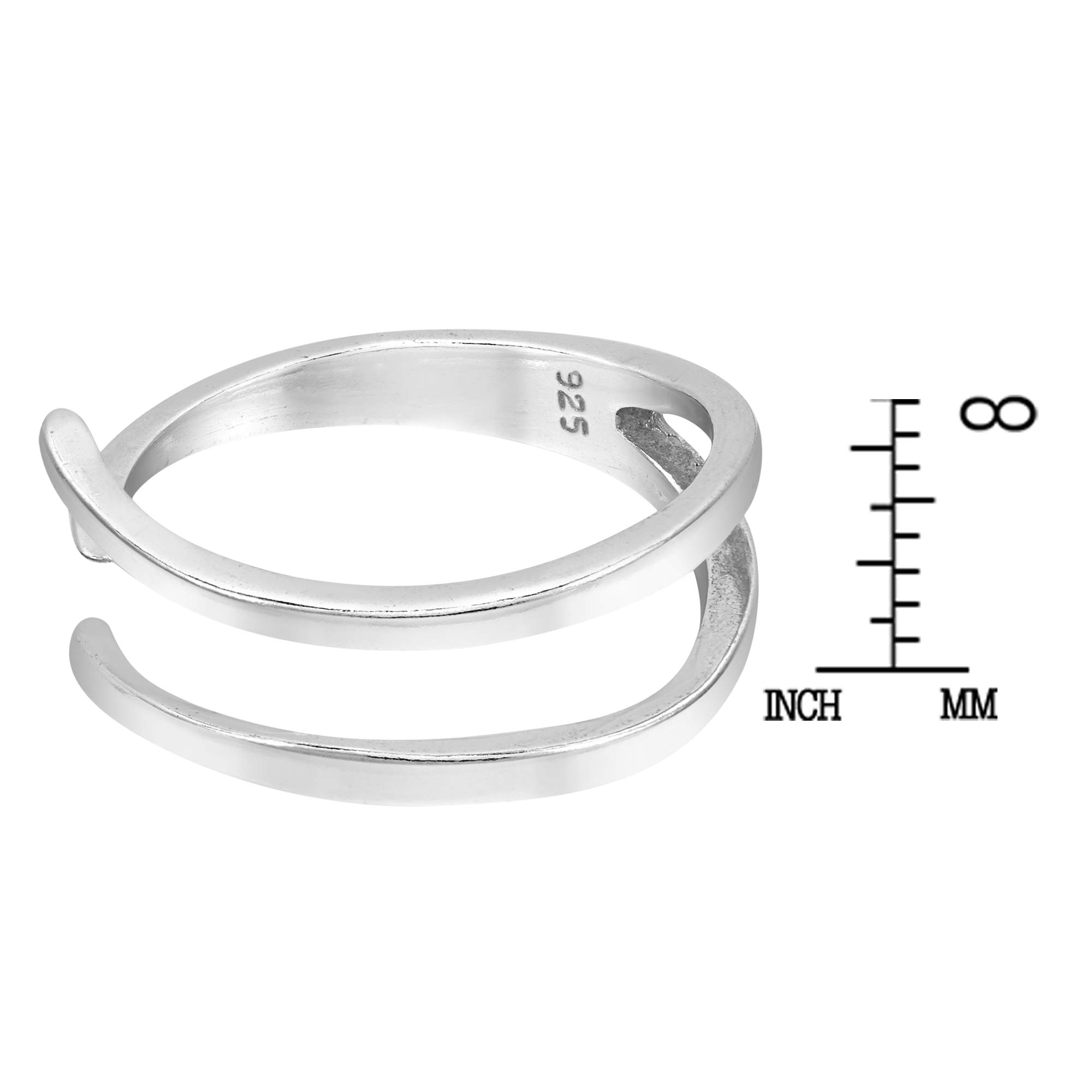 AeraVida Contemporary Double Banded .925 Sterling Silver Wraparound Ring (10)