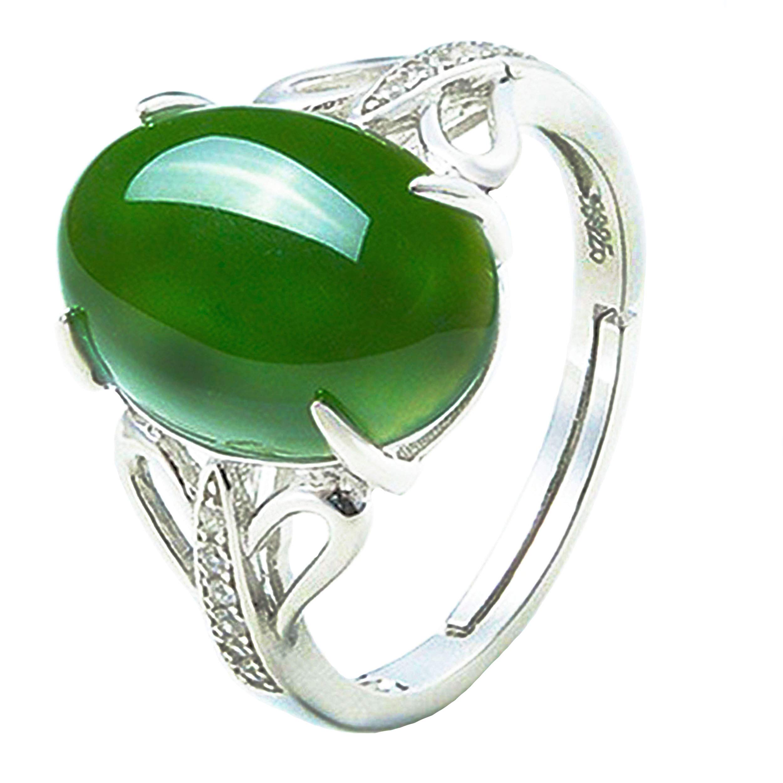 Carykon Vintage Green Agate Ring Emerald Open Ring