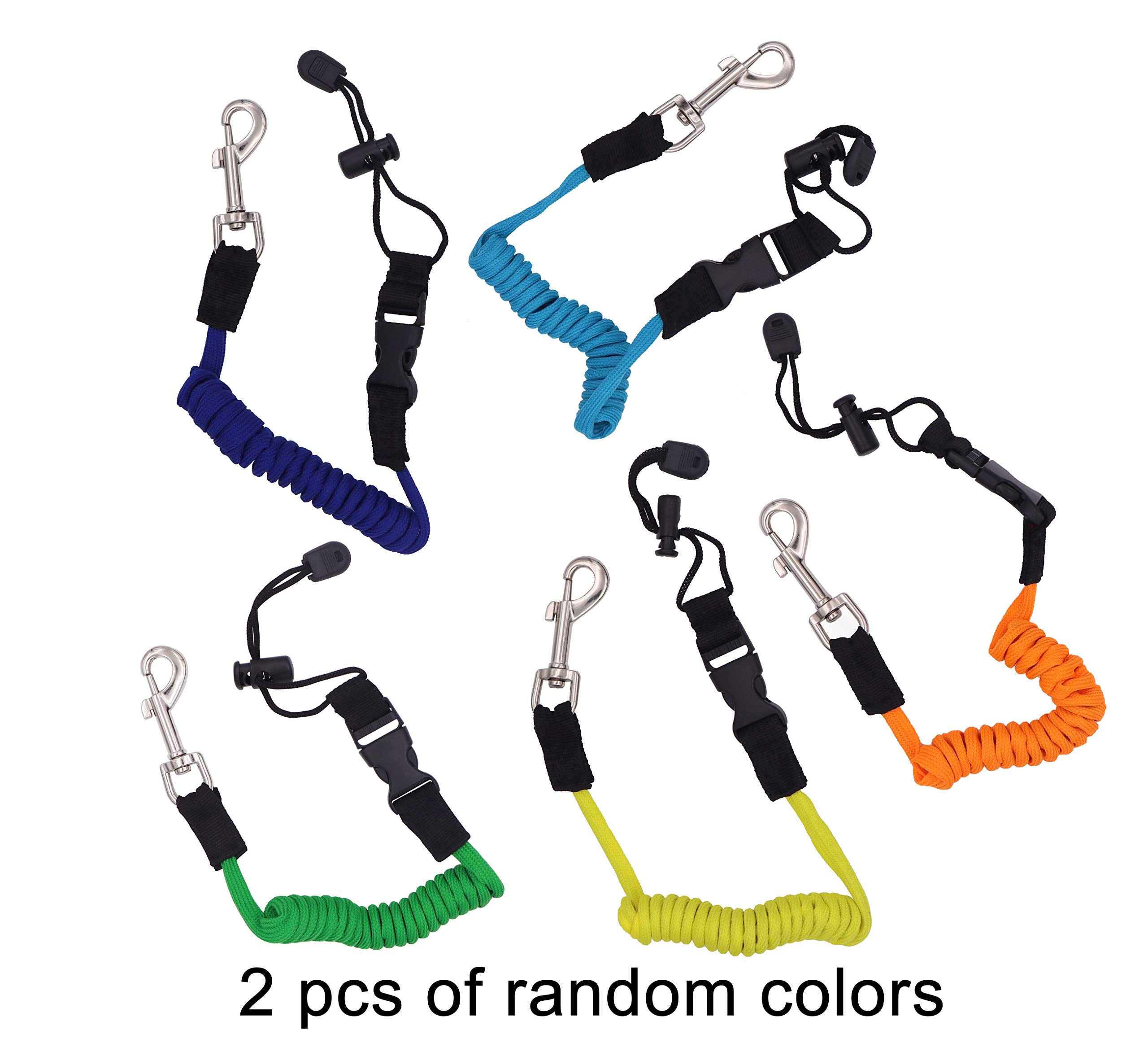 METER STAR 2 PCS Random Color Anti-Lost Elastic Kayak Canoe Paddle Leash Safety Boat Fishing Rod Pole Coiled Lanyard Cord Tie Rope