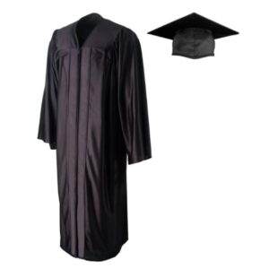 Grads4Good Shiny Adult Christian Graduation Cap and Gown (45 (5'0"-5'2"), Black)