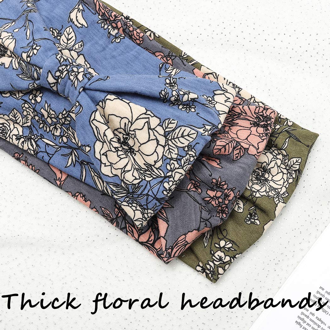 Aceorna Boho Bandeau Headbands Wide Knot Hair Band Stretch Turban Head Wraps Fashion Hair Accessories for Women 3 Pcs (Boho)