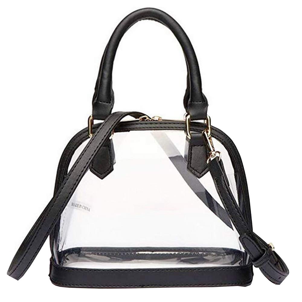 Rullar Women Clear Jelly Top Handle Shoulder Crossbody Bag PVC Handbag Purse Totes Satchel Black