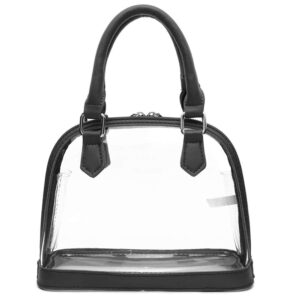 Rullar Women Clear Jelly Top Handle Shoulder Crossbody Bag PVC Handbag Purse Totes Satchel Black