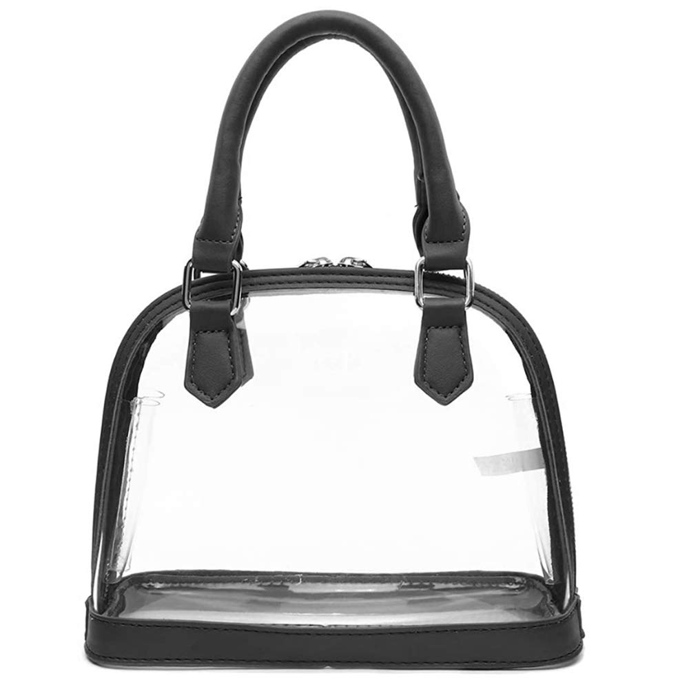 Rullar Women Clear Jelly Top Handle Shoulder Crossbody Bag PVC Handbag Purse Totes Satchel Black