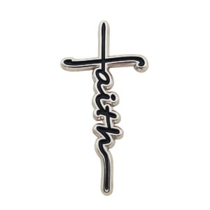 lonefox faith cross hard enamel pin badge brooch