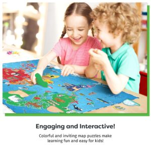 World Map Puzzle for Kids - 75 Piece - World Puzzles with Continents - Childrens Jigsaw Geography Puzzles for Kids Ages 4-8, 5, 6, 7, 8-10 Year Olds - Globe Atlas Puzzle Maps