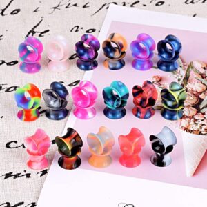 Qmcandy 60pcs Colorful Soft Flexible Silicone Tunnels Double Flared Ear Piercing Plugs Gauge 9/16 inch