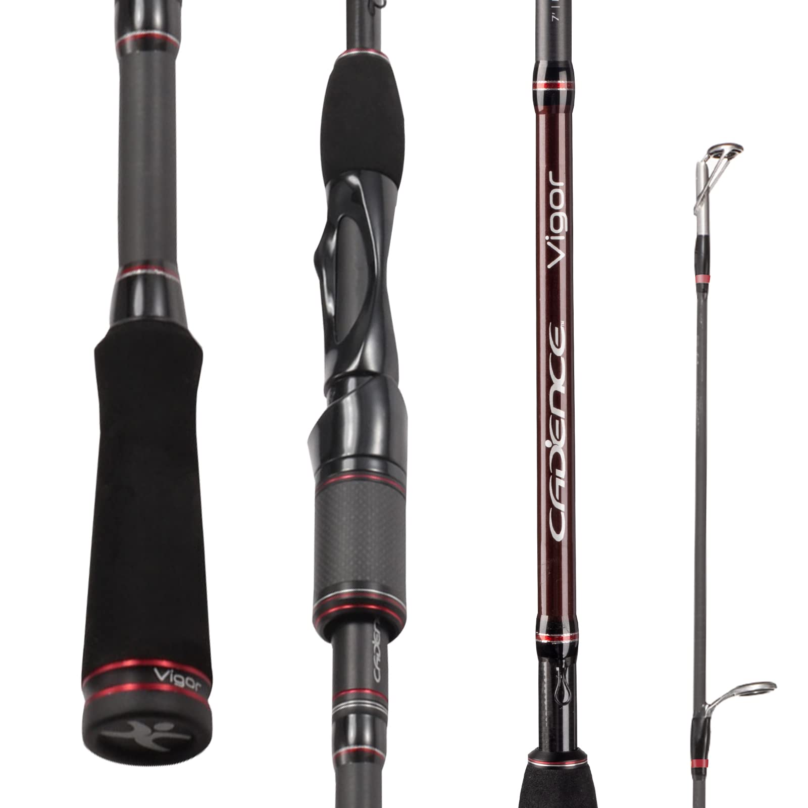 Cadence Vigor Spinning Rod, 30-Ton Carbon Blank, Fuji Reel Seat, Durable Stainless-Steel Guides, 2-Piece Rod with Convenience & Performance, Multiple Actions Available