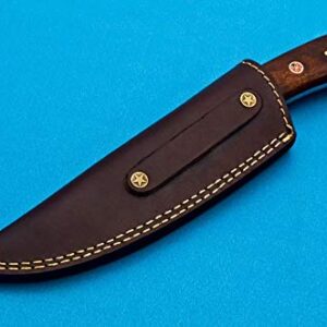 EEAABBR Coustom Handmade Forged Damascus Steel Hunting Knife 100% Handmade Damascus Steel Handle Walnut Wood with Leather Sheath 894